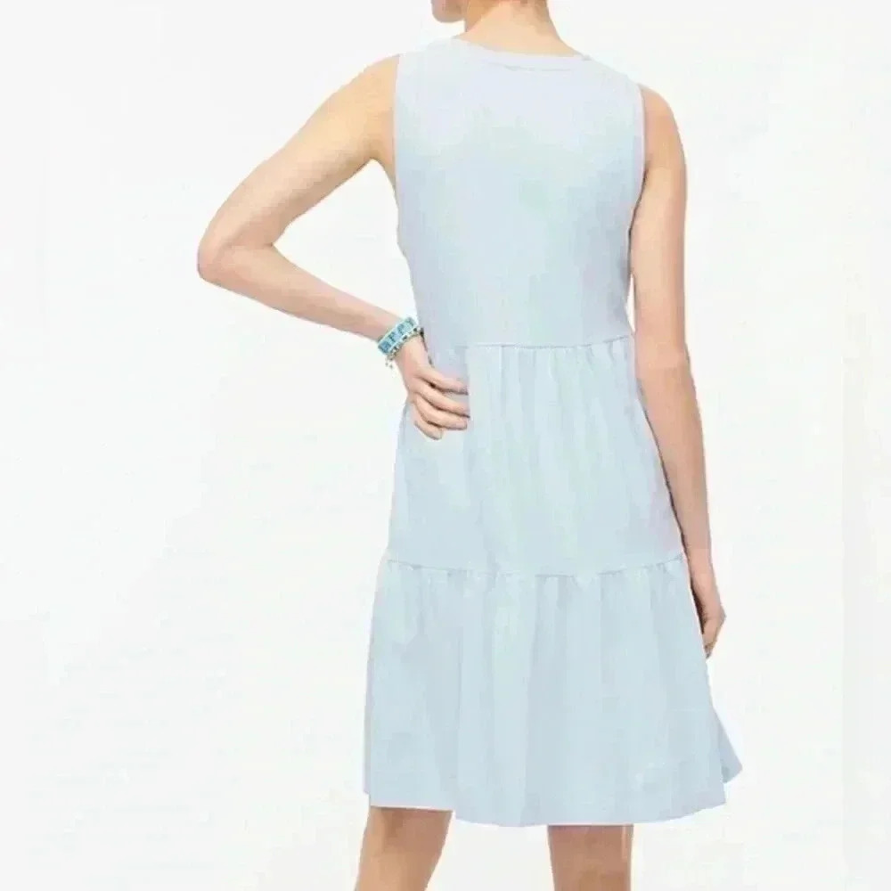 J. Crew Women's Tiered Soft Knit Dress Arctic Blue Size M - Picture 2 of 8
